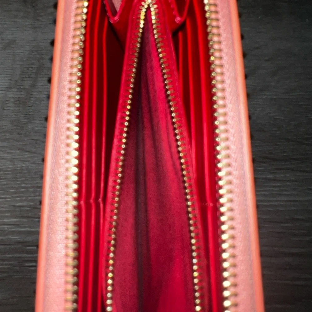 Christian Louboutin Pink Leather Studded Long Wallet Panettone - Picture 10 of 12